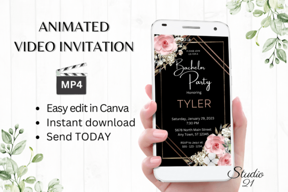 Boho Bachelor Party Invite W5125: Your Free Canva Template