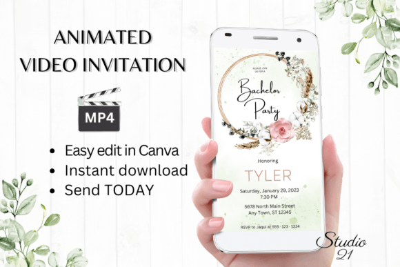 Boho Bachelor Party Invite W5128: Effortless Style for Your Celebration