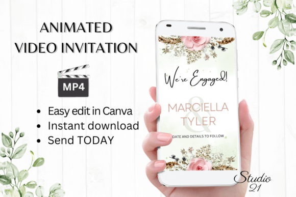 Boho Engagement Announcement W1126B: A Modern Typography Asset