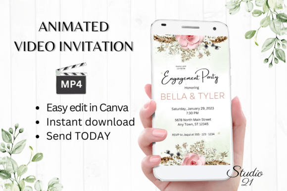 Boho Engagement Party Invite W1126: Effortless Elegance