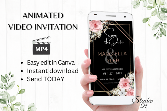 Boho Save the Date Announcement W2125: Your Guide to This Animated Digital Invitation