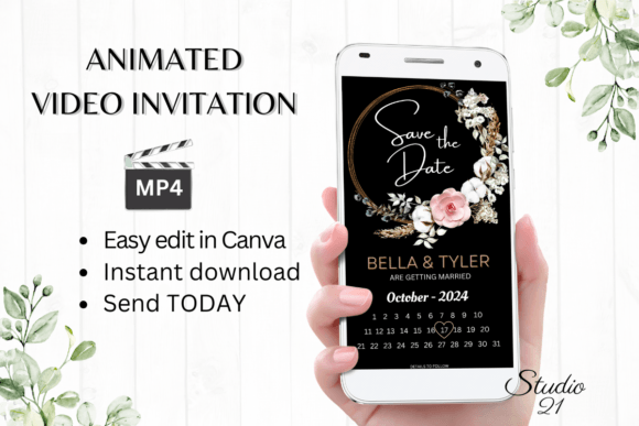 Boho Save the Date W2129B: Your Animated Digital Invitation