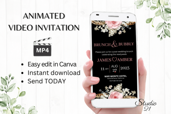 Boho Wedding Brunch Invite W9127: Effortless Digital Elegance