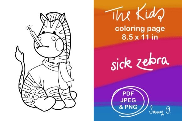 Bring a Smile to Sick Days: The Zebra Cute Animals Fever Coloring Page