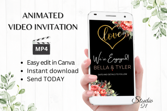 Celebrate Your Engagement with Floral Announcement W1131B