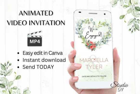 Floral Engagement Announcement W1138B: A Fresh Take on Digital Invites