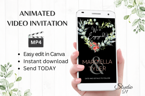 Floral Engagement Announcement W1139B: Your Guide to Effortless Digital Invitations