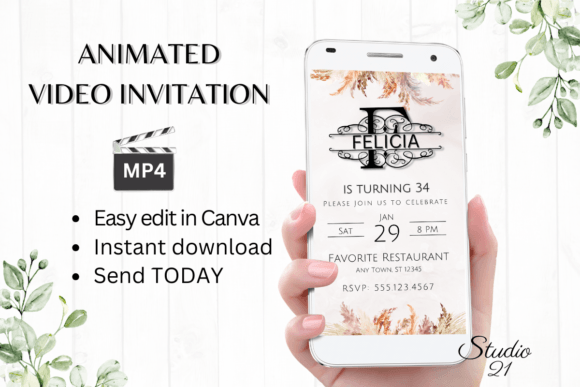 Monogram Letter F Digital Invitation: A Modern Animated Template