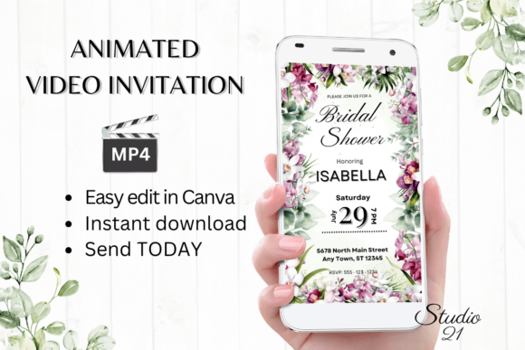 Orchids Bridal Shower Invite W4450: Modern Elegance