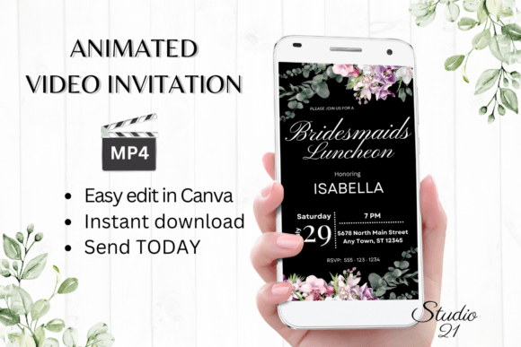 Orchids Bridesmaid Luncheon W4453BL: A Modern Script for Invitations