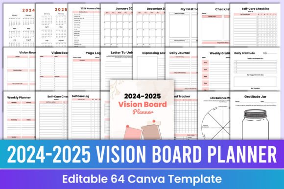 Plan Your Future: The 2024-2025 Vision Board Planner Canva KDP
