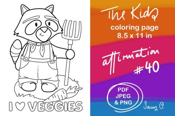 Raccoon Farmer I Love Veggies: Playful Vegan PNG for Design