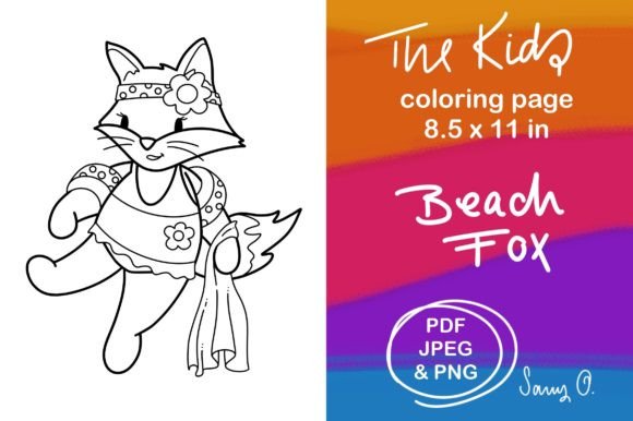 Woodlands Fox Girl Summer Coloring Pages: Creative Design Assets